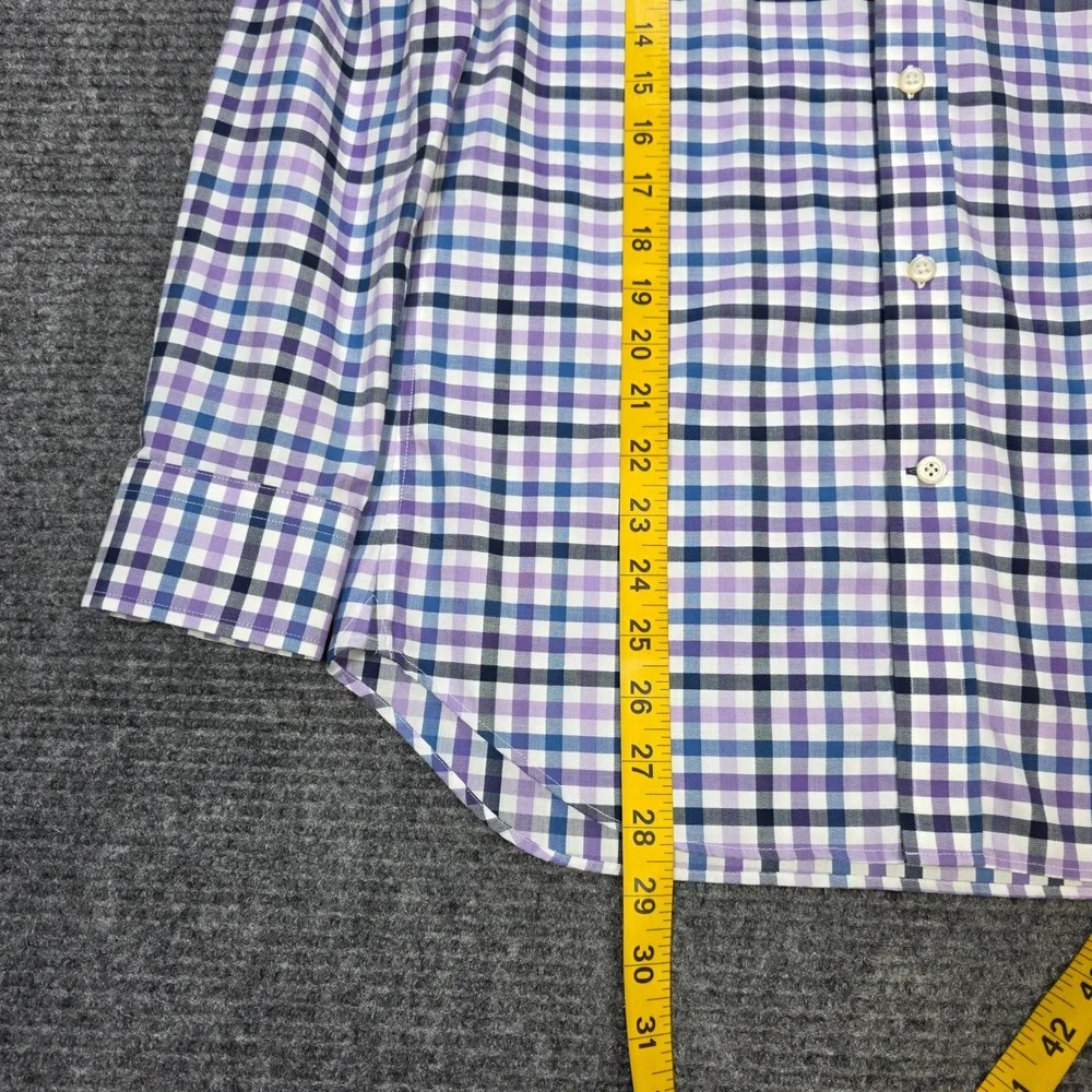 Banana Republic Non-Iron Tailored Slim Fit Shirt Men's Size S Purple Blue Plaid
